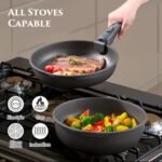 JEETEE 20 Pcs Pots and Pans Set Non Stick, Titanium Reinforced Nonstick Cookware Set with Detachable Handle, Induction Kitchen Cookware Sets, Oven Safe & Space Saving for RV Camping - Image 7