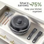 JEETEE 20 Pcs Pots and Pans Set Non Stick, Titanium Reinforced Nonstick Cookware Set with Detachable Handle, Induction Kitchen Cookware Sets, Oven Safe & Space Saving for RV Camping - Image 8