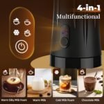 Milk Frother and Steamer, 4-in-1 Electric Frother Machine for Coffee with Hot & Cold Foam, Auto Shut-Off, Quiet Design for Latte, Cappuccino, Macchiato(black) - Image 3