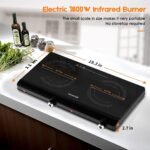 Infrared Double Burner Electric Cooktop - 1800W Portable Stove, Heat-up In Seconds, Countertop Cooktop for Dorm, Compatible with All Cookware - Image 3