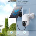 Solar Security Cameras Wireless Outdoor, Wireless Cameras for Home/Outdoor Security, 355°PTZ, 3MP 2K FHD WiFi Camera with Spotlight, Motion Detection, Siren, Color Night Vision, SD/Cloud - Image 3