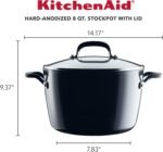 KitchenAid 84805 Hard Anodized Nonstick Stockpot with Lid, 8 Quart - Onyx Black - Image 3