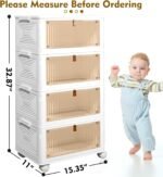 CTSNSLH 4 Tier Plastic Storage Bins and Boxes Organizer - Stackable with Lids for Bedroom, Living Room, Office - Foldable Containers - Image 3