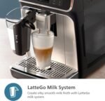 Philips 5500 Series Fully Automatic Espresso Machine, LatteGo Milk System, Integrated Grinder, 20 Hot & Iced Coffee Pre-Sets, SilentBrew, 15-Bar, Black Chrome (EP5544/94) (Renewed) - Image 3