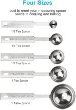 5PCS OstWony Measuring Spoons Set, Includes 1/8 tsp, 1/4 tsp, 1/2 tsp, 1 tsp, 1 tbsp, Food Grade Stainless Steel measuring cups, Tablespoon and Teaspoon for Measure - Image 3