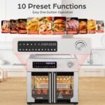 OSTBA French Door Air Fryer Toaster Oven Combo, 102 Recipes & 7 Accessories Extra Large Airfryer Convection Oven Countertop 10-in-1, 30% Faster 90% Less Oil, Stainless Steel - Image 3