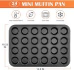 E-far Mini Muffin Pan - 24-Cup Nonstick Carbon Steel Cupcake Tin for Perfect Mini Muffins & Cupcakes, Warp-Free for Even Baking & Easy Release, Oven & Dishwasher Safe - Image 3