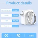 Mac Book Pro Fast Charger,100W USB C Charger Compatible with Mac Book Air 13,15 Inch 2023/2024/2025 Fast Charging Work with 100W 96W 87W 61W USB Type C Charger - Image 3