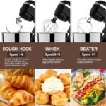 3 in 1 Electric Stand Mixer with 5.5 Quart Bowl, Household Food Mixer 10+p Speeds, Kitchen Tilt-Head Bread Dough and Cake Mixers for Home Daily Use (Black) - Image 5