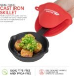 Modern Innovations Mini Black Cast Iron Skillet Set with Silicone Mitt (4 Count) - 3.5 Inch Pans, Pre Seasoned Small Skillets for Baked Cookie/Brownie or Cooked Eggs - Image 3