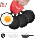 Modern Innovations Mini Black Cast Iron Skillet Set with Silicone Mitt (4 Count) - 3.5 Inch Pans, Pre Seasoned Small Skillets for Baked Cookie/Brownie or Cooked Eggs - Image 4