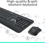 Logitech MK540 Advanced Wireless Keyboard and Mouse Combo for Windows, 2.4 GHz Unifying USB-Receiver, Multimedia Hotkeys, 3-Year Battery Life, for PC, Laptop - Image 5