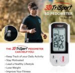 Realalt 3DTriSport Walking 3D Pedometer with Clip & Strap, eBook Included 30 Days Memory Accurate Step Counter, Walking Distance Miles/Km, Calorie Counter, Daily Exercise Time Monitor - Image 4