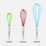 Freshware Silicone Whisk, Silicone Cooking Utensil Set, Silicone Whisks for Cooking, Non-Scratch Hand Whisks for Kitchen Essentials, Set of 3 - Image 4