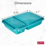 GoodCook Meal Prep Rectangle Two Compartment 20-Piece, Teal, Made without BPA - Image 3