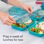 GoodCook Meal Prep Rectangle Two Compartment 20-Piece, Teal, Made without BPA - Image 5