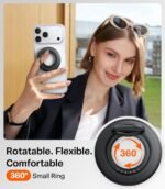 TORRAS 2025 Flagship Magnetic Phone Grip Ring Holder Kickstand [2-Sided Magnetic] [360 Rotation] Fit for MagSafe Accessories for iPhone 17 16 15 14 13 12 11 Samsung, Google, Black - Image 3