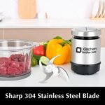 Kitchen in the box Mini Food Processor, Electric Meat Grinder & Food Chopper with 400W Powerful Veggie Chopper-One 3 Cup Bowl & S Blades for Meat/Fish/Vegetable/Baby Food - Image 4