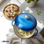 Mueller 6qt Enameled Cast Iron Dutch Oven, Heavy-Duty Casserole and Braiser Pan with Lid and Knob, Oven-Safe up to 500° F & Across All Cooktops, Aqua Blue - Image 5