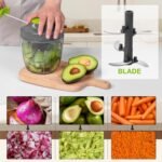 Manual Food Processor Vegetable Chopper, Portable Hand Pull String Garlic Mincer Onion Cutter for Veggies, Ginger, Fruits, Nuts, Herbs, etc., 900ml-Gray - Image 4