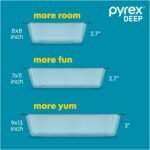 Pyrex Deep 3-Pack Glass Baking Dish Set (9"x13", 7"x11", 8"x8") With BPA-Free Lids, Rectangular Glass Bakeware, Dishwasher, Microwave, Freezer & Pre-Heated Oven Safe - Image 3