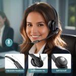 Bluetooth Headset with USB Dongle for Computer, Single-Ear Wireless Headset with Noise Cancelling Microphone for Office & Truckers, Bluetooth V5.2 with Mute Button for Work - Image 5