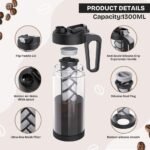 wedrink 44oz Cold Brew Coffee Maker, 1.3L Borosilicate Glass Pitcher with Leak Proof Tritan Lid, Iced Tea Brewer - Image 4