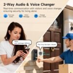 2K Dual Lens Video Doorbell Camera Wireless with Chime, 64GB SD Card, Voice Changer, 2.4G/5Ghz WiFi, Package Protection, 2-Way Audio, Night Vision, Compatible with Alexa - Image 4