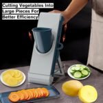 Eletronova Safe Mandoline Slicer, Multi Vegetable Chopper, Potato Fries Cutter, Detachable Blade, Kitchen Chopping Artifact,Fast Potato Fries/Chips Prep, Easy Clean (Blue) - Image 6