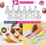 RICCLE 138PCs Round Cake Pans Sets for Baking, 3 x 8 Inch Pan Set, Piping Bags and Tips Set, Cake Leveler, Icing Spatula, Cupcake Liners, Baking Supplies, Decorating Kit, Baking Tools - Image 4