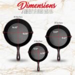 NutriChef Pre-Seasoned Cast Iron Skillets - 3 Pieces Cast Iron Cookware Set w/Drip Spout and Scraper - Compatible with Induction, Electric Stovetop, Gas, & Ceramic - NCCI76 - Image 3