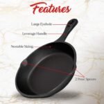NutriChef Pre-Seasoned Cast Iron Skillets - 3 Pieces Cast Iron Cookware Set w/Drip Spout and Scraper - Compatible with Induction, Electric Stovetop, Gas, & Ceramic - NCCI76 - Image 4