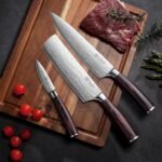PAUDIN Kitchen Knife Set, 3 Piece High Carbon Stainless Steel Professional Chef Knife Set with Ultra Sharp Blade & Wooden Handle (Kitchen Knife Set 3 Pcs) - Image 6