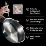 Plateful Titanium Pan For Cooking 12" - Pure, No Coating Non-Stick Titanium Cookware, Frying Pans, Hammered Pan, Safe For Oven, Induction & Cooktops Up To 750°F, Includes Lid - Image 3