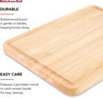 KitchenAid Classic Rubberwood Cutting Board with Perimeter Trench, Reversible Chopping Board, 11-inch x 14-Inch, Natural - Image 4