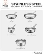 Stainless Steel Cookware Set, 8 Pcs Tir-Ply Pots and Pans Set, PFOA&PTFE Free, Dishwasher&Oven Safe, Kitchen Induction Compatible, ollas de acero inoxidable para cocinar - Image 4