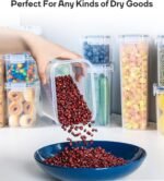 Airtight Food Storage Containers with Lids, Clear Pantry Canister Set for Kitchen Organization, Stackable Organizers for Food, BPA Free Plastic 14-Pack with Different Sizes Dark Gray - Image 4