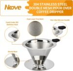 Pour Over Coffee Dripper Stainless Steel Reusable Filter Paperless Cone Coffee Maker Dripper for 1-2 Cup - Image 4