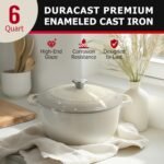 Mueller 6qt Enameled Cast Iron Dutch Oven, Heavy-Duty Casserole and Braiser Pan with Lid and Knob, Oven-Safe up to 500° F & Across All Cooktops, White - Image 3
