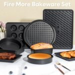 10-Piece Nonstick Baking Pan Set, 0.8MM Thick Stackable Bakeware Sets Including Cookie Sheets for Baking, Cooling Rack, Muffin Pan, Cake Pan, Pizza Pan, Loaf Pan - Image 5