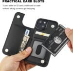 ONETOP Compatible with iPhone 15 Wallet Case with Card Holder, PU Leather Kickstand Card Slots Case, Double Magnetic Clasp and Durable Shockproof Cover 6.1 Inch (Black) - Image 4