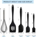 NileHome 4 Pack Silicone Spatula and Whisk Kitchen Utensils with Silicone Brush Heat Resistant BPA-free Rubber Spatula for Scraping, Baking, Cooking, Mixing-Black - Image 3
