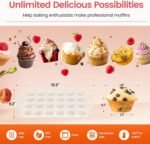 Silicone Mini Muffin Pan With Metal Reinforced Frame - 24 Cups Durable Silicone Cupcake Pan for Muffin, Cupcakes, BPA Free and Dishwasher Safe - 1 Piece Beige with Rainbow Spots - Image 6