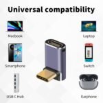 Poyiccot 240W USB C 90 Degree Adapter, Up & Down 90 Degree USB C Adapter,(40Gbps, 8K@60Hz, Male to Female) Type C Extender Compatible for iPad, Notebook, Galaxy S23, Thunderbolt 4/3, (2-Pack) - Image 6