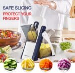 SupMaKin Safe Mandoline Slicer for Kitchen, Potato Slicer, All in 1 Vegetables Slicer and Chopper, French Fry Cutter, Adjustable Thickness, Dishwasher Safe Chopping Artifact Gift (Blue) - Image 3