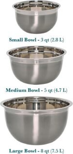 Chicago Metallic Stainless Steel Bowls, Versatile Nesting Mixing Bowls for Every Kitchen Task, Set of 3 - Image 3