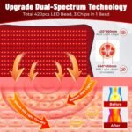 31.5''×24'' Red Light Therapy for Body, 41W 420LED Beads Wearable Red Infrared Light Therapy Wrap for Body, 660nm & 850nm, Auto Timer, Ideal for Shoulder Waist Back Body - Image 4