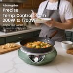1700W 120V Wok Induction Cooktop,Non-Pulse Heating,16 Levels,18H Timer,13.4" Nitrided Carbon Steel Wok Set w/Lid&Steaming Rack,Round-Bottom Wok+ Flat Pan Compatible ( - Image 3