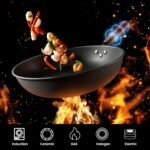 1700W 120V Wok Induction Cooktop,Non-Pulse Heating,16 Levels,18H Timer,13.4" Nitrided Carbon Steel Wok Set w/Lid&Steaming Rack,Round-Bottom Wok+ Flat Pan Compatible ( - Image 5