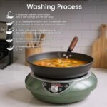 1700W 120V Wok Induction Cooktop,Non-Pulse Heating,16 Levels,18H Timer,13.4" Nitrided Carbon Steel Wok Set w/Lid&Steaming Rack,Round-Bottom Wok+ Flat Pan Compatible ( - Image 6